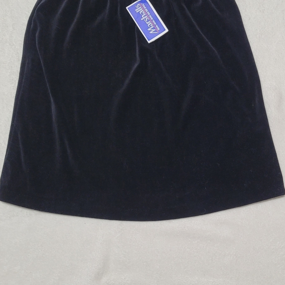Ultrasport Marshall's 1970s Vintage Deadstock Black Velvet Fitted Mini Skirt S - Picture 4 of 11